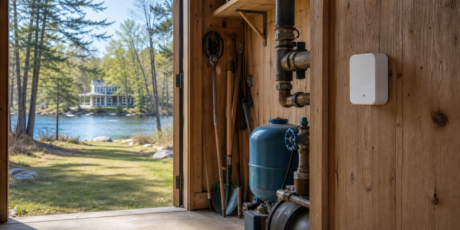 Battery-powered sensor installed far from the main vacation home
