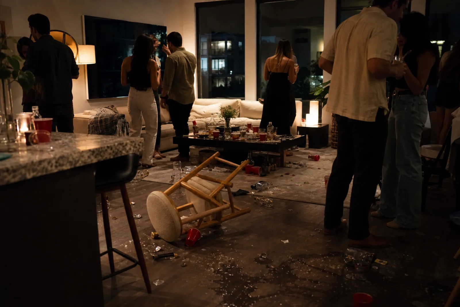 Disorderly adult party damaging a short-term rental